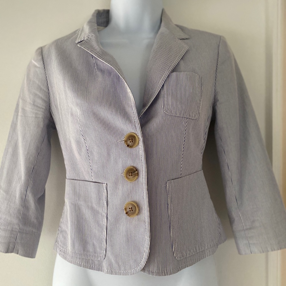 Express blue and white pinstripe blazer, size 0
